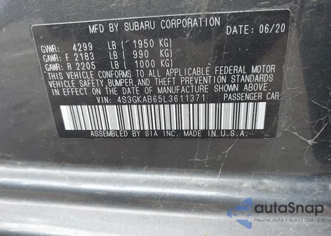 2020 Subaru Impreza Sedan из США, поврежденный, VIN 4S3GKAB65L3611371